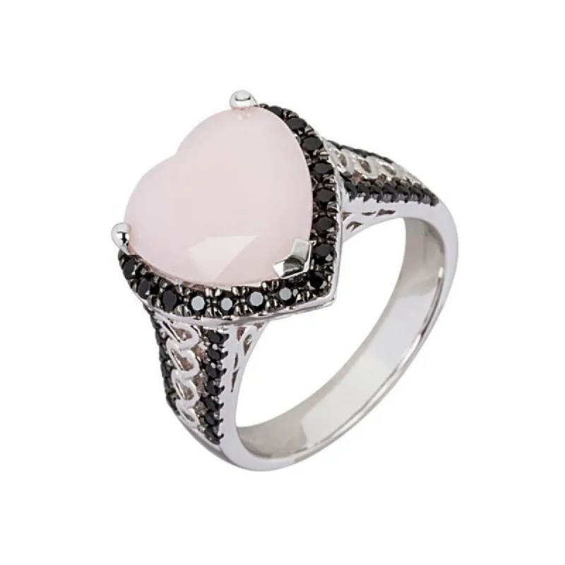 Bold statement gemstone rings for fashion lovers stood out-925 Sterling Silver Pink Opal and Rhodolite Garnet Ring