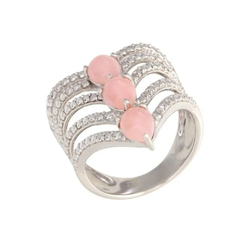 Unique gemstone rings crafted by local artisans sold fast-925 Sterling Silver Pink Opal Ring