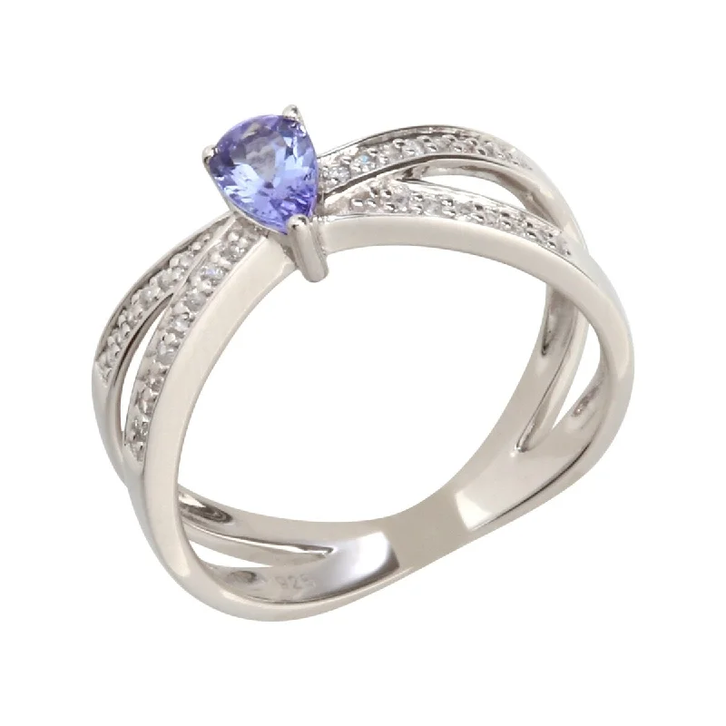 Colorful gemstone rings with vibrant opals shimmered in light-925 Sterling Silver White Natural Zircon and Tanzanite Ring