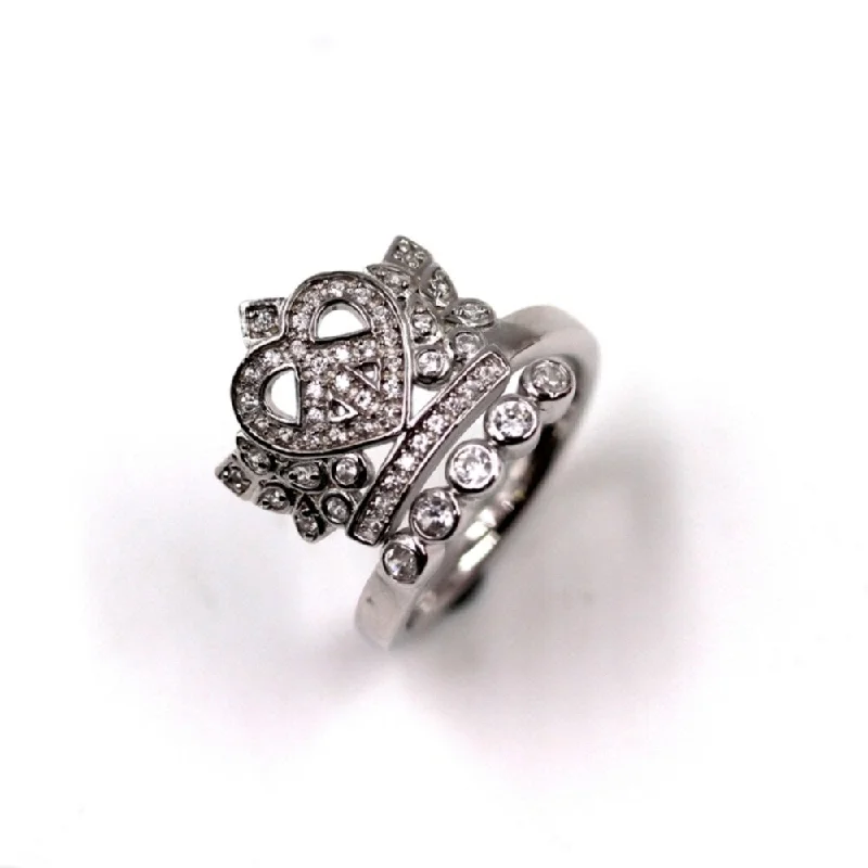 He found affordable gemstone rings for everyday wear online-925 Sterling Silver White Natural Zircon Crown Ring