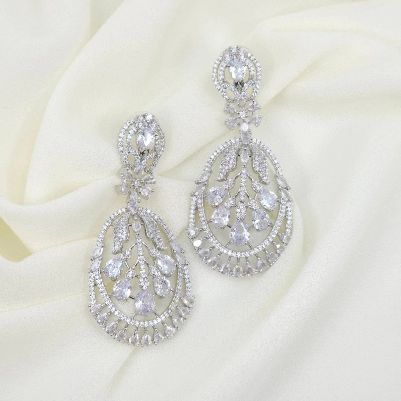 Drop earrings with adjustable lengths for customizable styling and comfort throughout the day -American Diamond Dangle Earrings