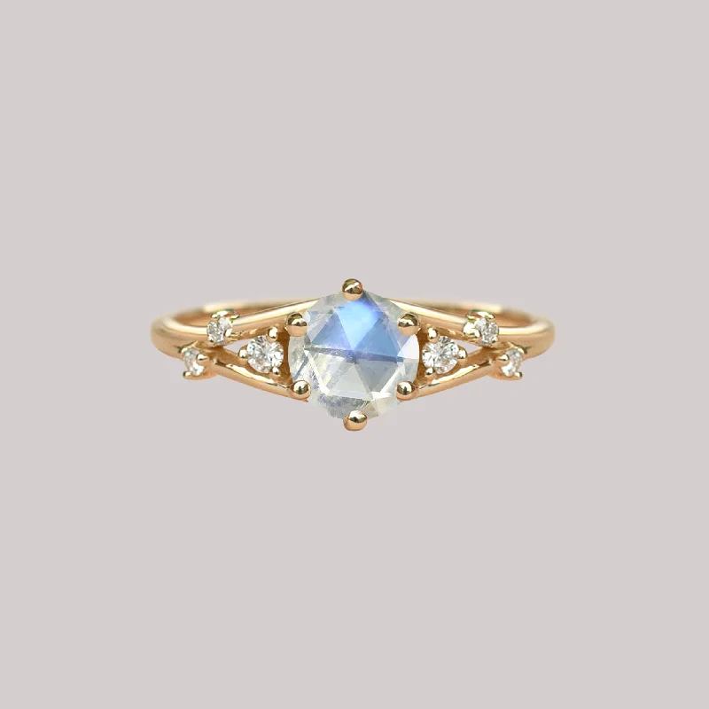 Heirloom gemstone rings passed down through generations held memories-Ancient Cycles Gold Moonstone Ring