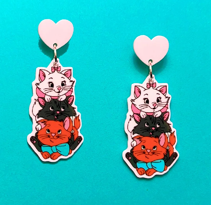 Drop earrings with animal-inspired designs for a fun and quirky fashion statement -Aristocats Acrylic Drop Earrings