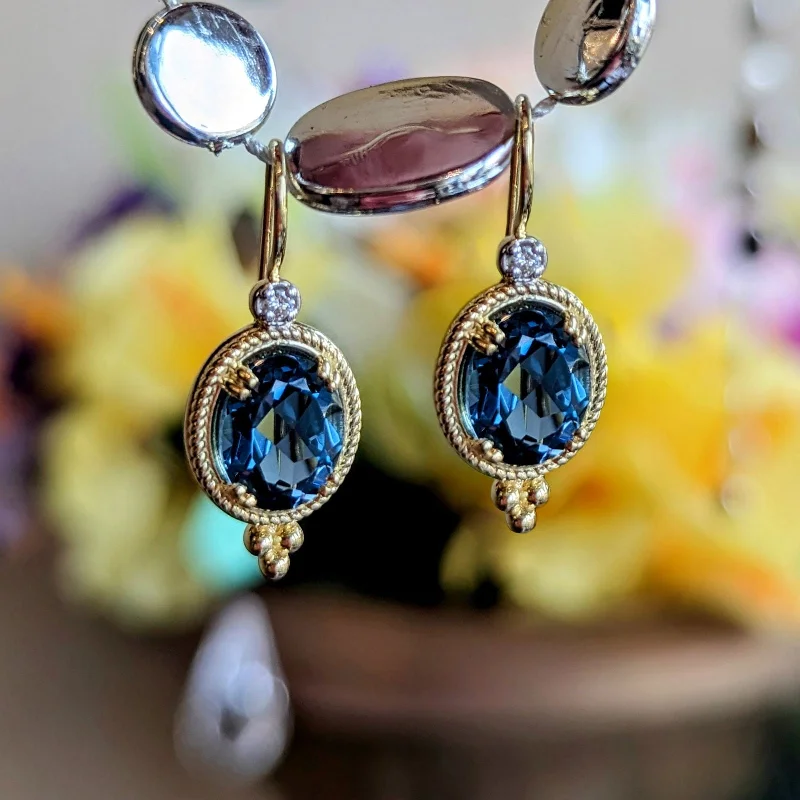 Beaded London Blue Topaz Drop Earrings