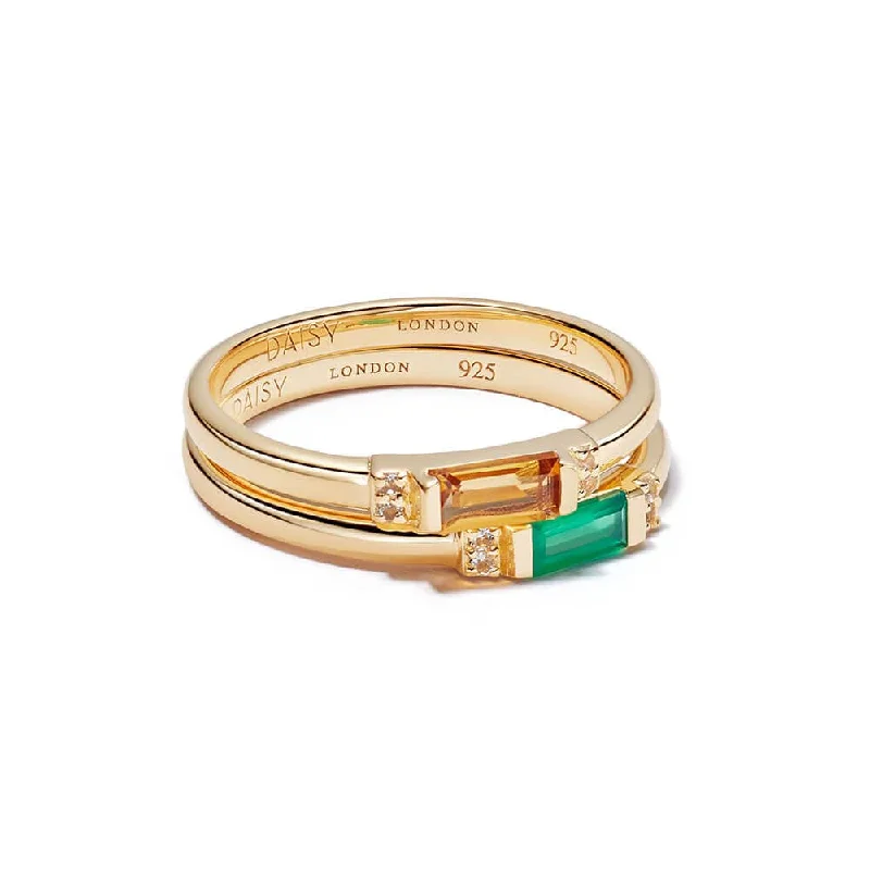 Heirloom gemstone rings passed down through generations held memories-Beloved Fine Ring Stack 18ct Gold Plate