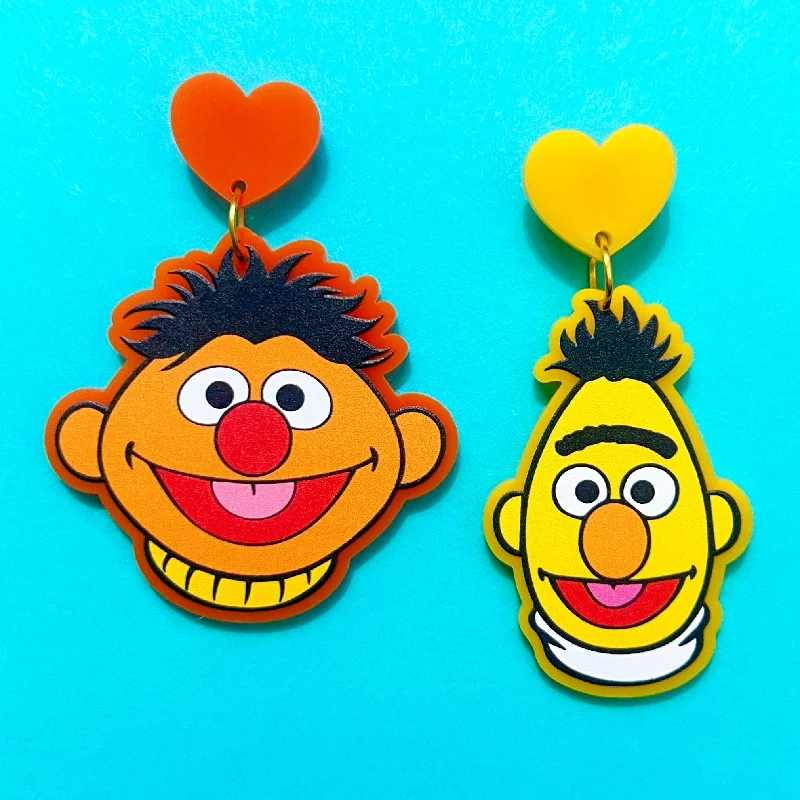 Drop earrings with natural wood elements for a rustic and earthy vibe -Bert & Ernie Drop Earrings