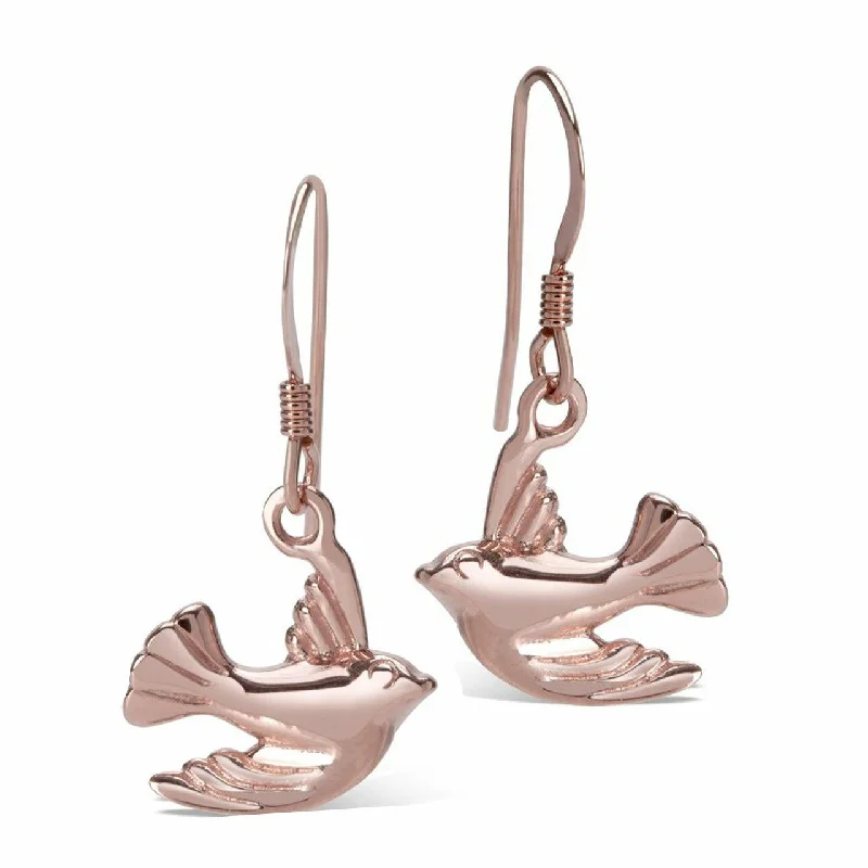 Drop earrings with geometric metal shapes for a bold and contemporary appearance -Bird Earrings | Rose Gold