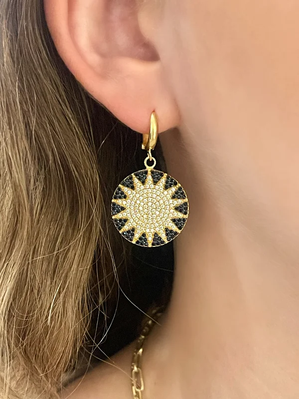 Statement drop earrings for special occasions with bold designs and style -Black Big Sun Earrings