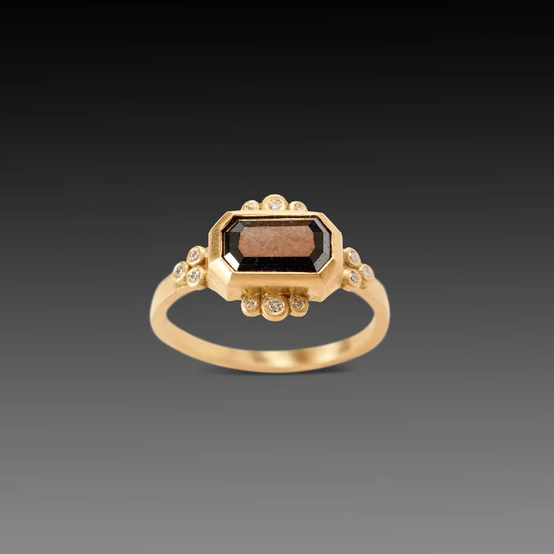 Classic gemstone rings in timeless gold bands never fade-Black Diamond Tablet Ring