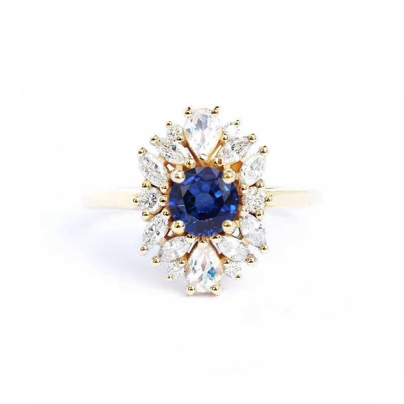 Heirloom gemstone rings passed down through generations held memories-Blue sapphire engagement ring, Odisea