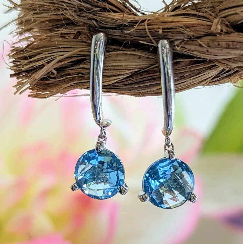 Blue Topaz Checkerboard Dangles