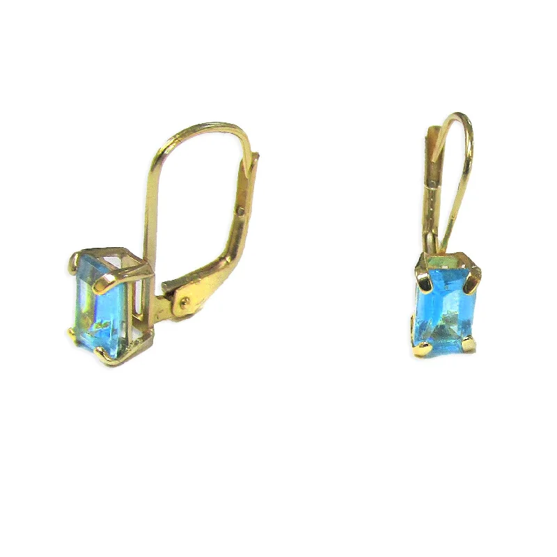 Blue Topaz Earrings Emerald Cut