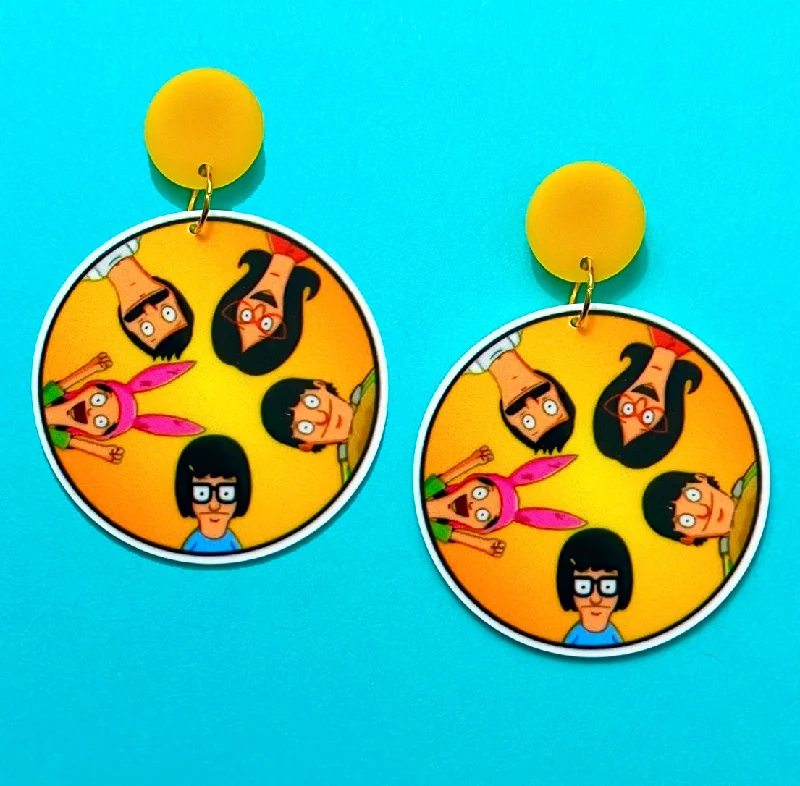 Drop earrings featuring a moon and star design for a celestial-inspired look -Burger Family Drop Earrings