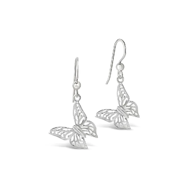 Drop earrings for formal events with crystal embellishments and elegant finishes -Butterfly Earrings | Silver