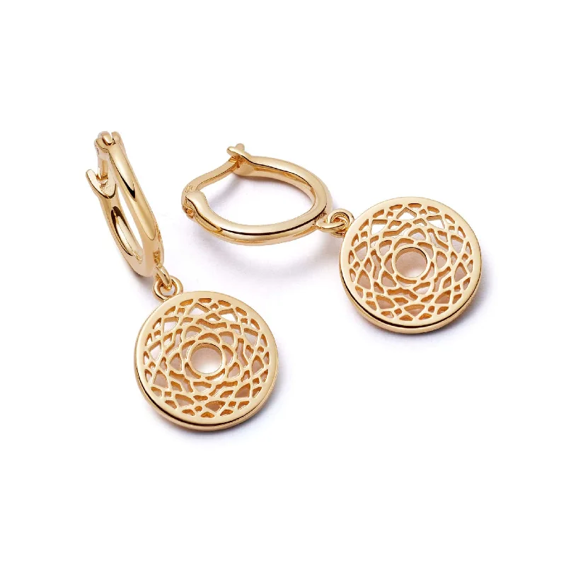 Geometric drop earrings with angular lines for a modern and stylish edge -Chakra Earrings 18ct Gold Plate