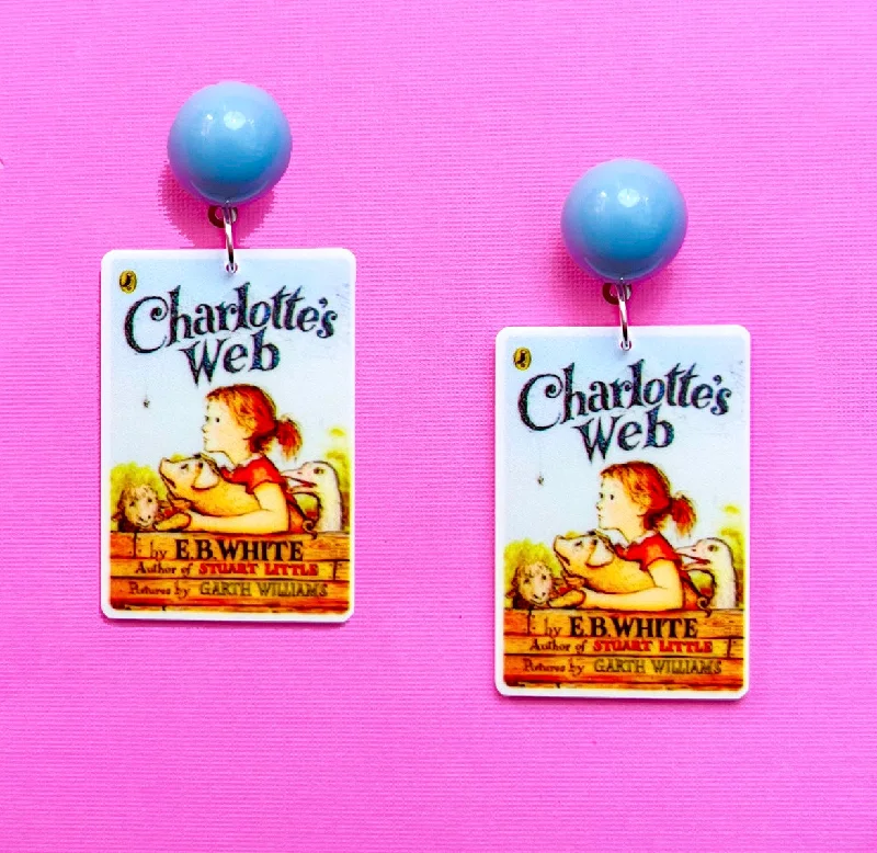 Designer drop earrings featuring modern artistry and unique materials for collectors -Charlotte’s Web Acrylic Drop Earrings