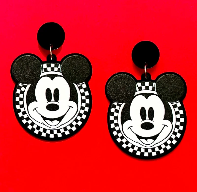 Drop earrings for party wear with bold and attention-grabbing designs -Checkered Mouse Drop Earrings