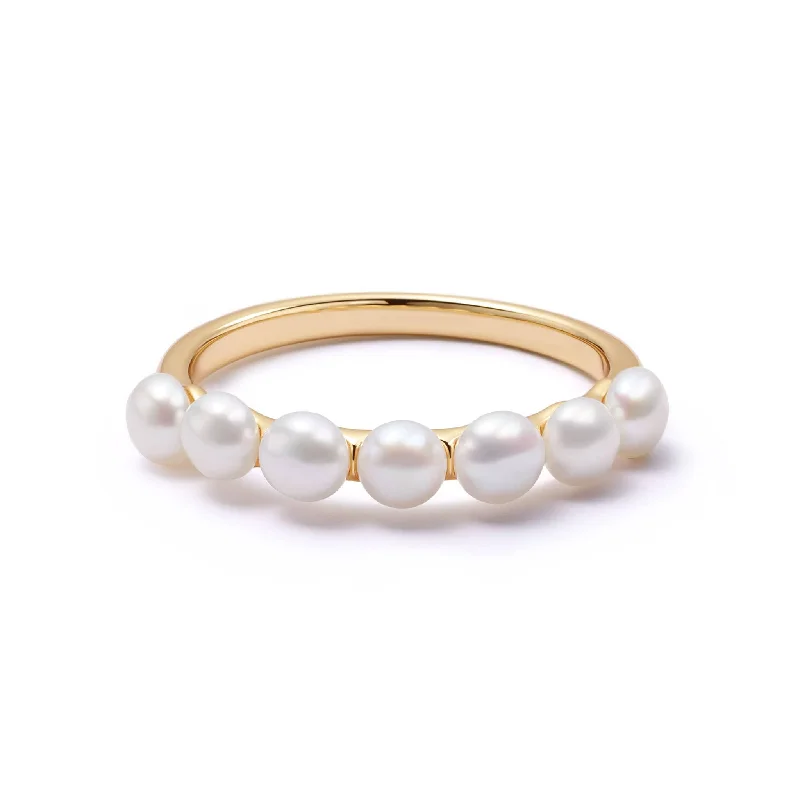 Bespoke gemstone rings tailored to preferences took weeks to make-Chunky Pearl Band Ring 18ct Gold Plate