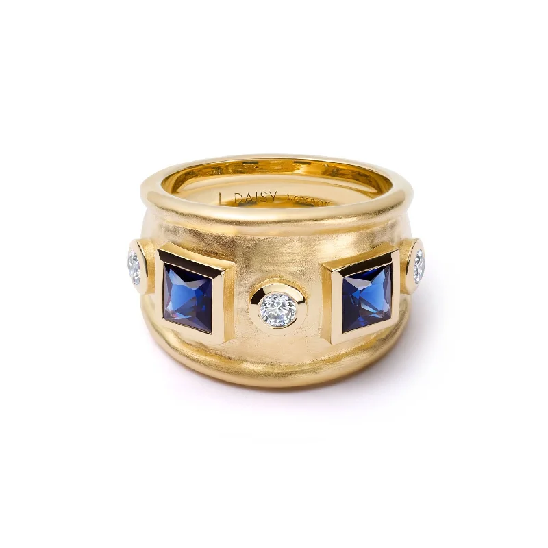 Classic gemstone rings in timeless gold bands never fade-Chunky Stone Textured Ring 18ct Gold Plate