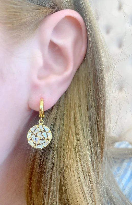 Long drop earrings with cascading layers for a bold and glamorous statement -Circle Ice Block Earrings