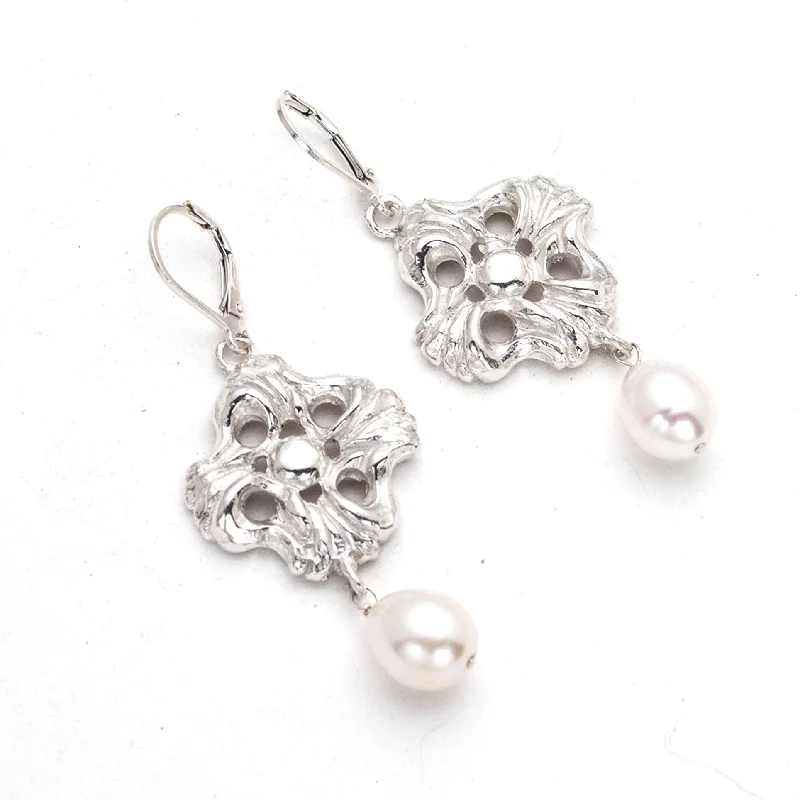 Drop earrings for brides with sparkling accents to complement wedding day style -Claudia Drop