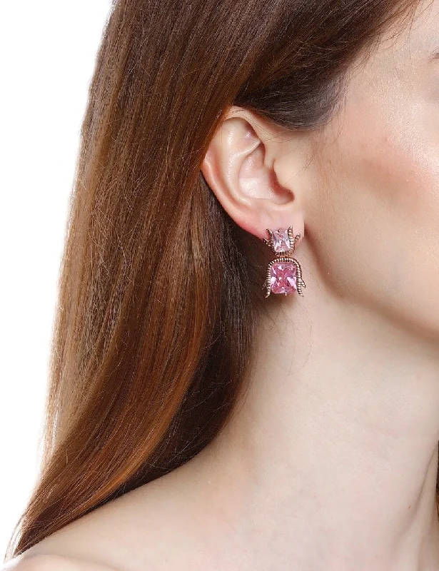 Drop earrings with diamond accents for an elegant and luxurious appearance -Cluster Rose Studs