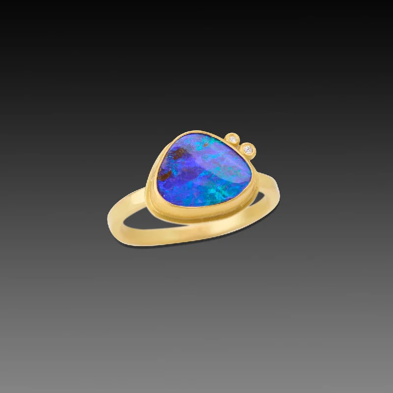 Bold statement gemstone rings for fashion lovers stood out-Australian Boulder Opal Ring