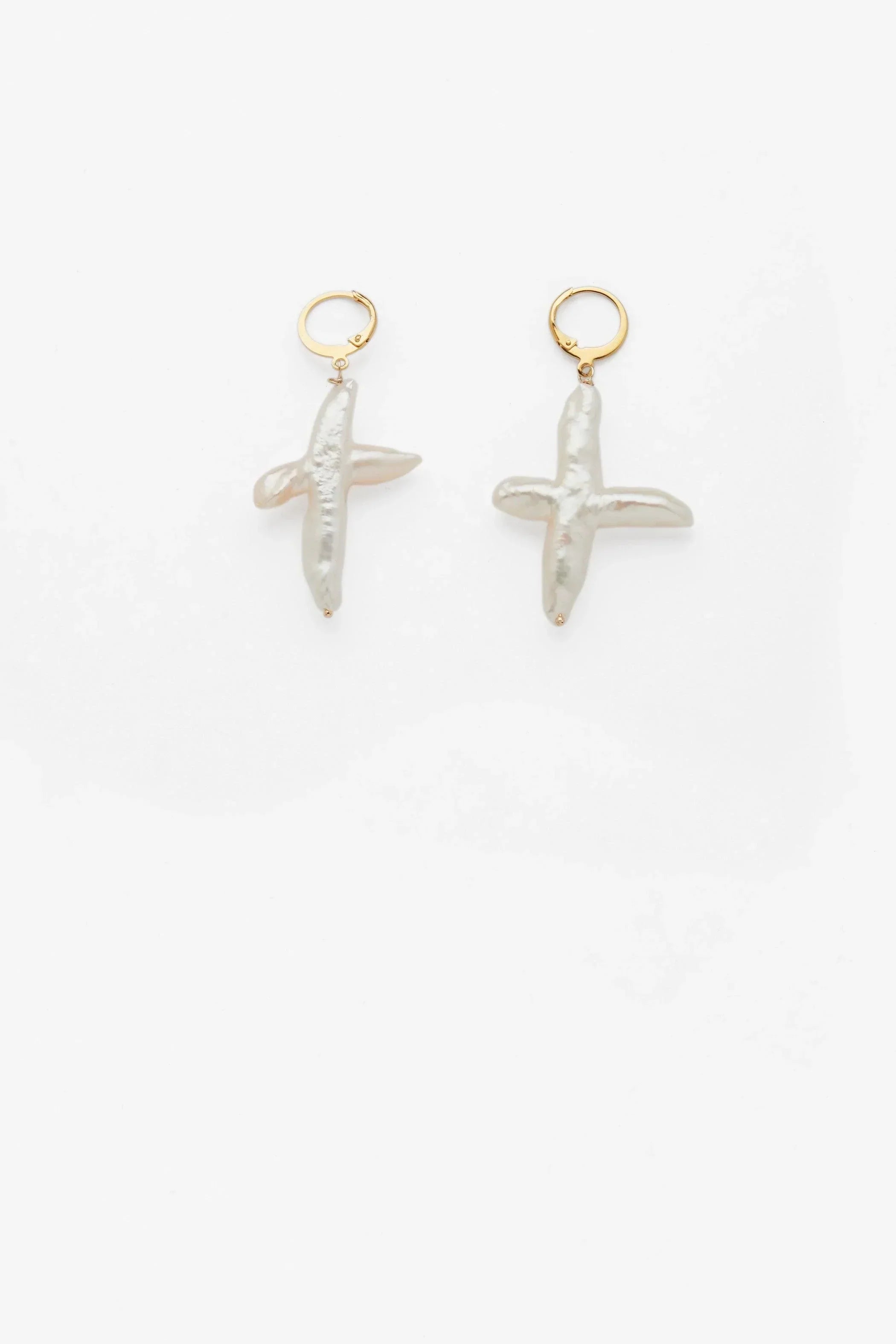 Drop earrings with minimalist design featuring a single gemstone for simple elegance -Cross Pearl Earrings