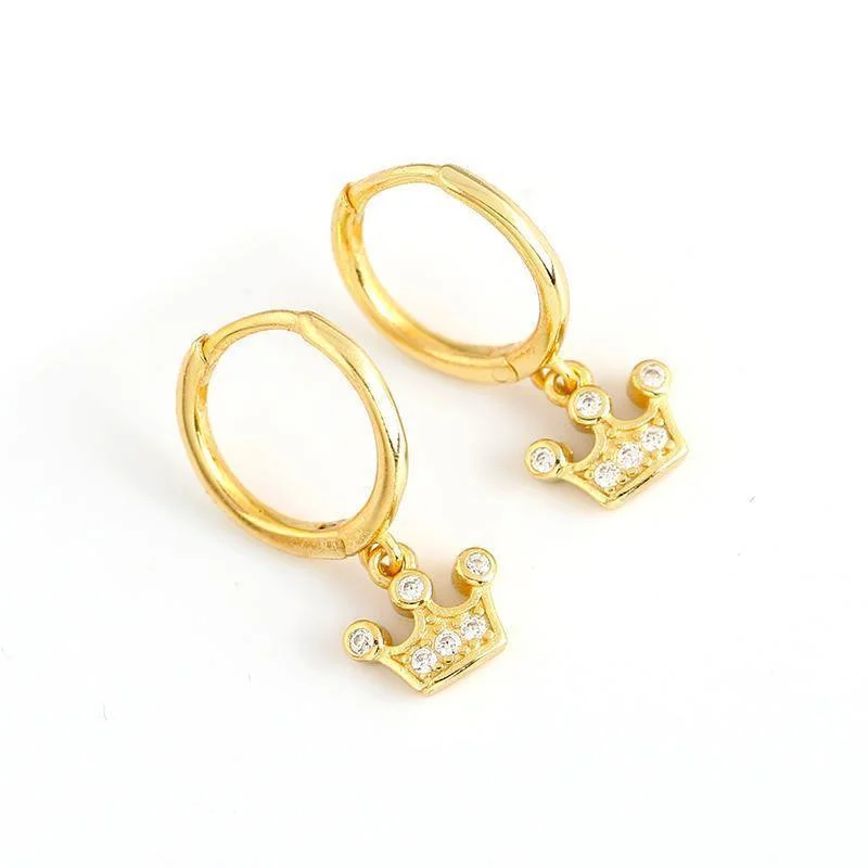 Classic gold drop earrings for women who prefer traditional yet trendy jewelry -Crown Drop Earrings