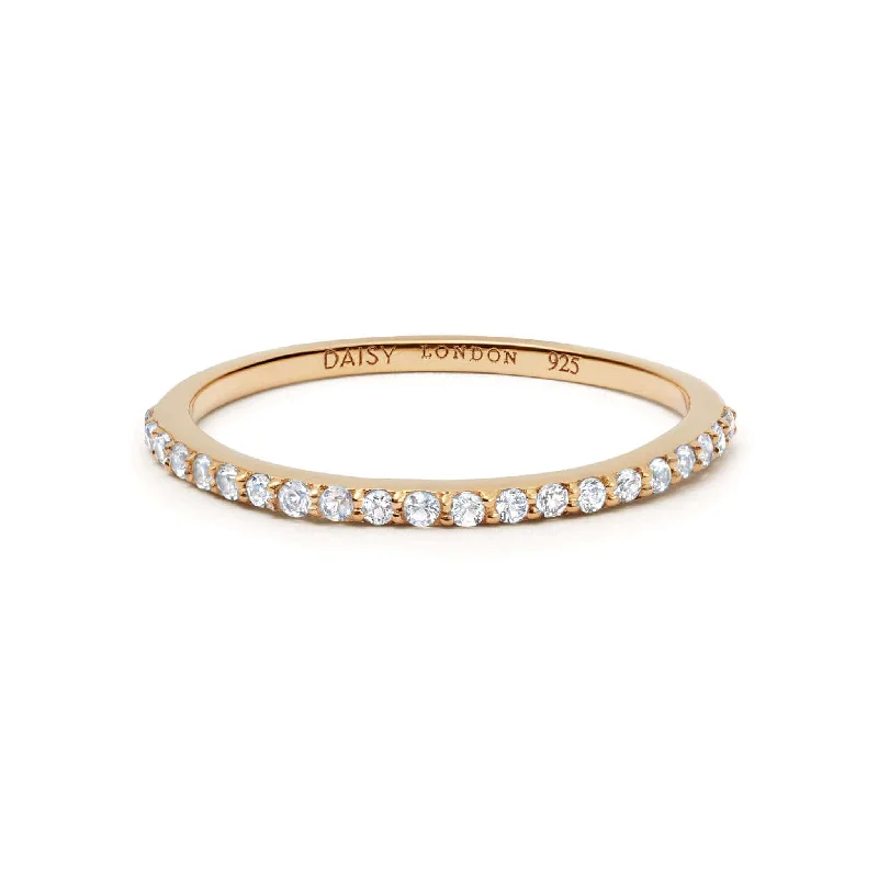 Unique gemstone rings crafted by local artisans sold fast-Dainty Crystal Stacking Ring 18ct Gold Plate