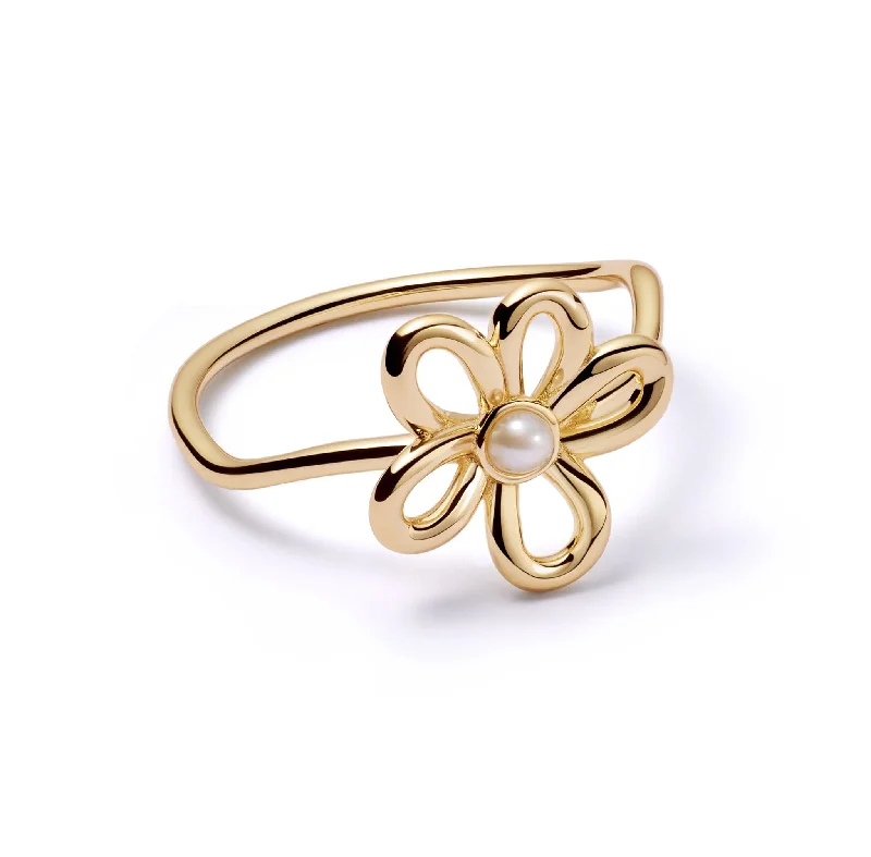 Trendy gemstone rings in modern minimalist styles are popular-Daisy Bow Ring 18ct Gold Plate