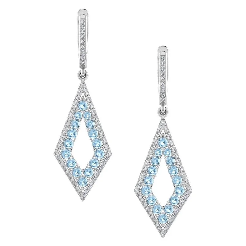 Diamond and Blue Topaz Drop Earrings