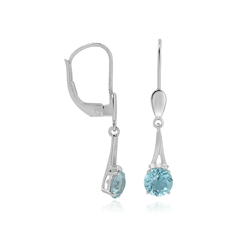 Blue Topaz and Diamond Drop Earrings