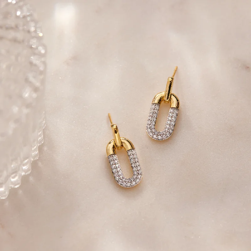 Lightweight drop earrings designed for everyday wear and casual elegance -Diamond Dipped Paperclip Drop Earrings