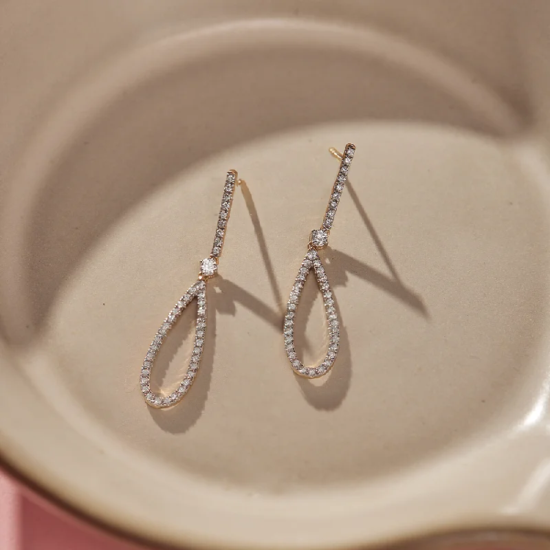 Drop earrings with adjustable hooks for a customizable fit and comfort -Diamond Tear Drop Earrings