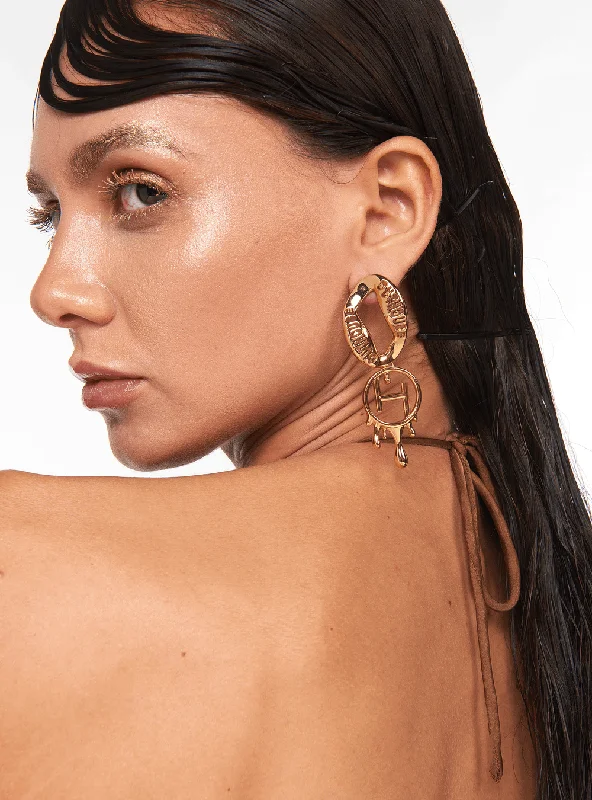 Drop earrings with minimalist design featuring a single gemstone for simple elegance -Drip OH Loop Earrings In Gold Finish