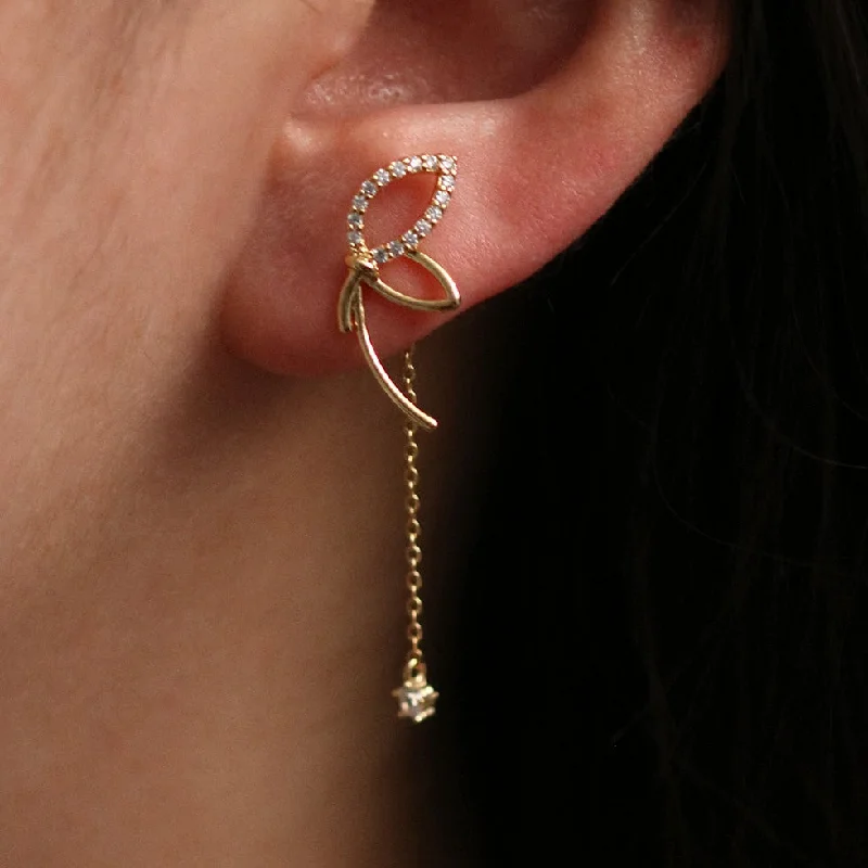 Drop earrings with twisted metal designs for a unique, artistic accessory -Angled knot drop earrings