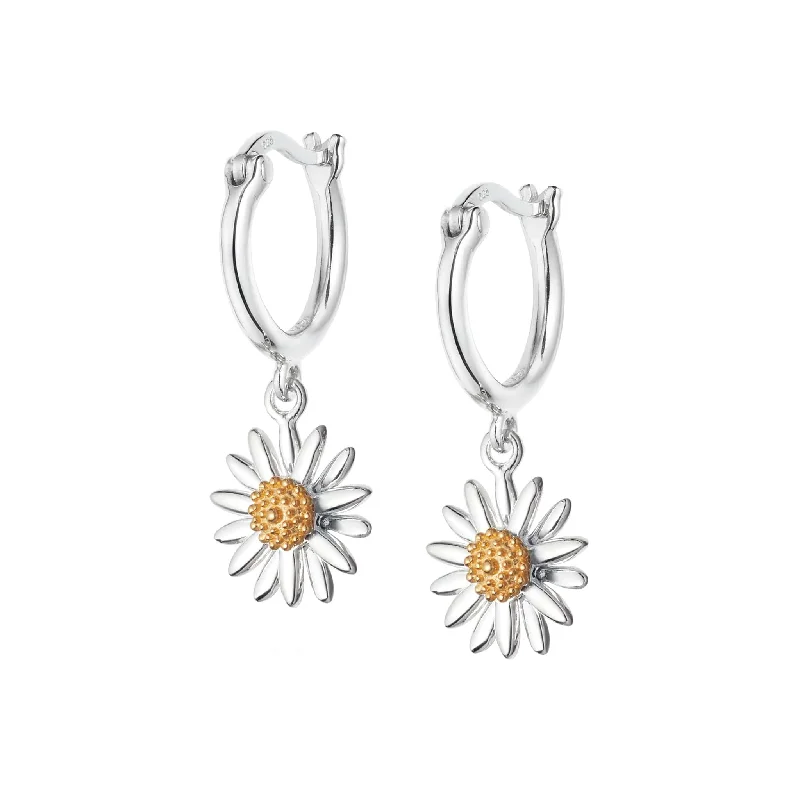 Crystal drop earrings for bridesmaid gifts that exude elegance and beauty -English Daisy Drop Earrings Sterling Silver