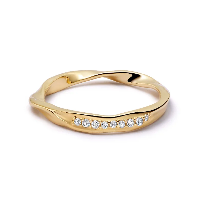 Luxury gemstone rings with diamond halos cost a fortune-Estée Lalonde Fine Wavy Pavé Ring 14ct Solid Gold