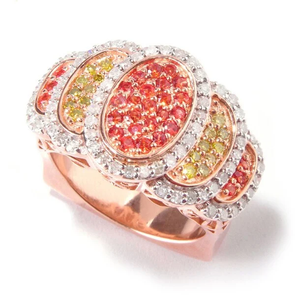 Affordable gemstone rings under fifty dollars surprised her greatly-Eugenio Designs Sterling Silver 3/4ct TDW Yellow and White Diamond Orange Sapphire Ring (H-I, I1-I2)