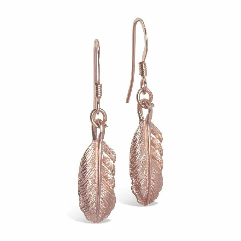 Drop earrings featuring gold or silver hoops for a minimalist, timeless design -Feather Earrings | Rose Gold