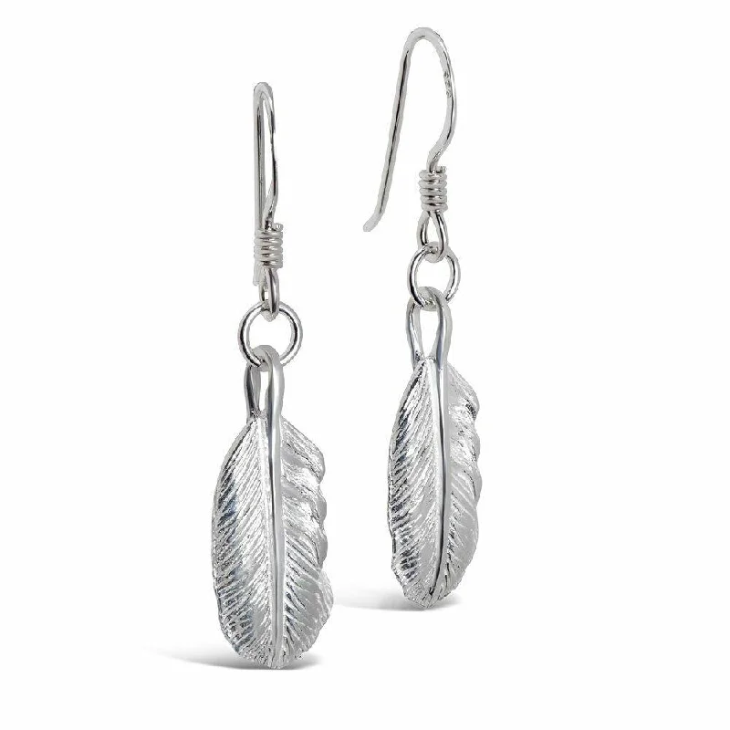 Drop earrings with a floral theme for a feminine, delicate, and nature-inspired design -Feather Earrings | Silver