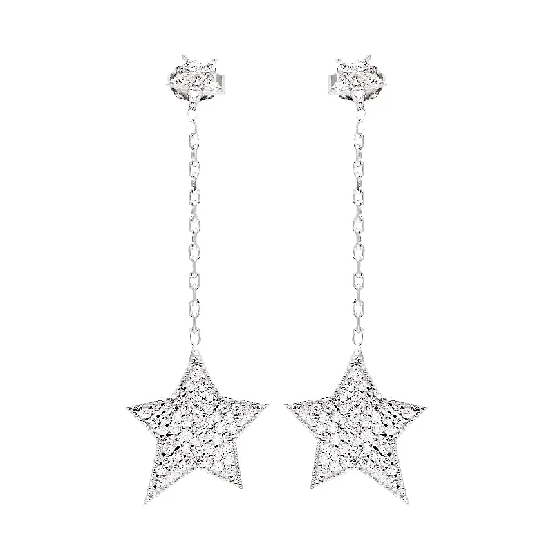 Drop earrings featuring sparkling zirconia stones for a luxurious yet affordable look -Funky Star Chain Earrings