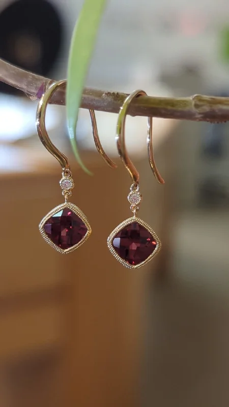 Garnet and Diamond Dangle Earrings