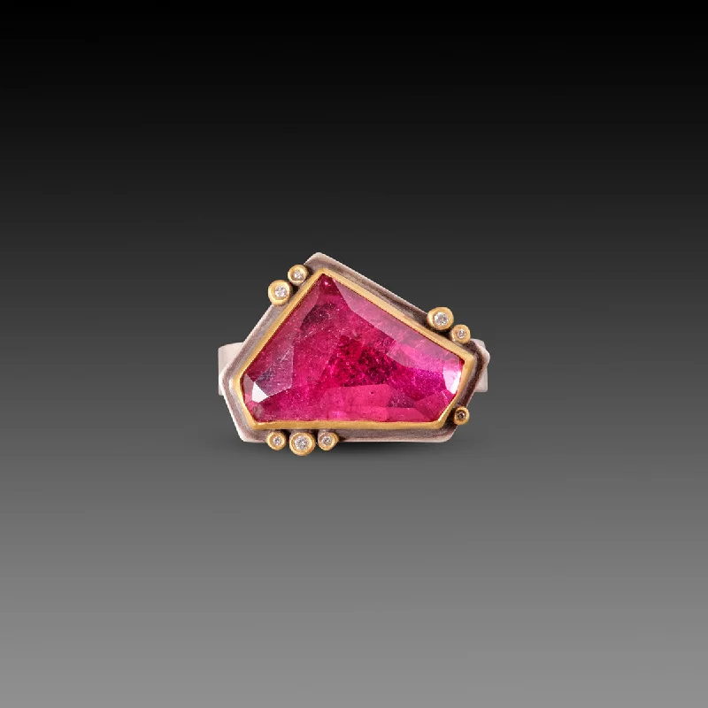 Classic gemstone rings in timeless gold bands never fade-Geometric Pink Tourmaline Ring