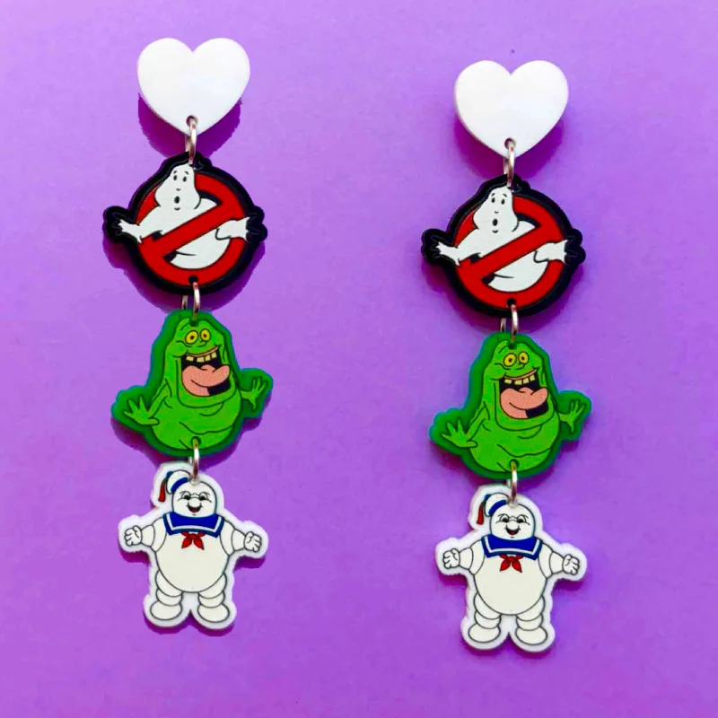 Statement drop earrings for special occasions with bold designs and style -Ghostbusters Tiered Drop Earrings