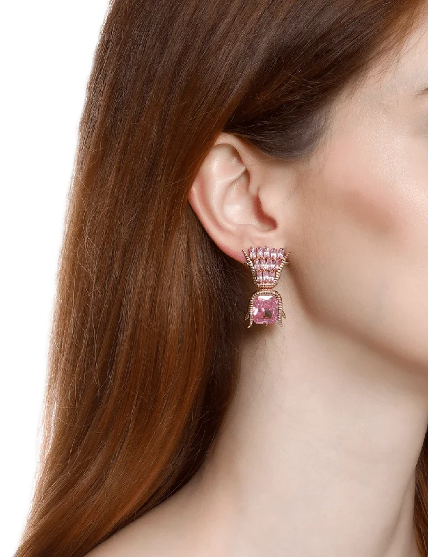 Drop earrings with chandelier-style designs for a dramatic and glamorous effect -Glazed Rose Studs