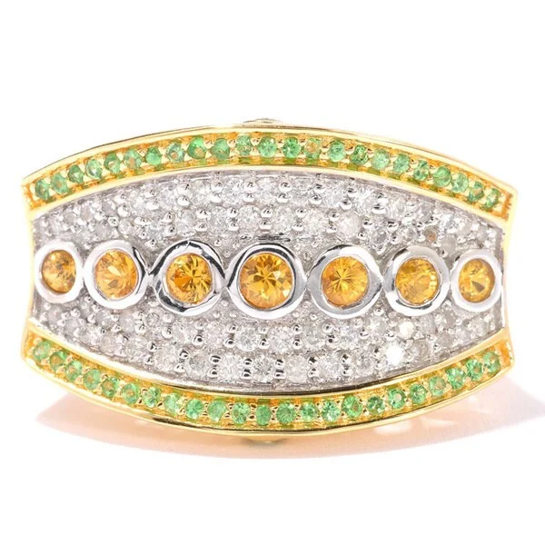 Luxury gemstone rings with diamond halos cost a fortune-Gold over Silver Gemstone and 1/2ct TDW Diamond Ring (H-I, I1-I2)