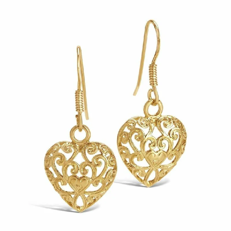 Drop earrings with enamel designs and bright colors for an eye-catching accessory -Heart Earrings | Gold