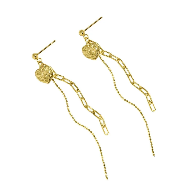 Handcrafted drop earrings with intricate beading and detailed craftsmanship for uniqueness -Heart Link Earrings